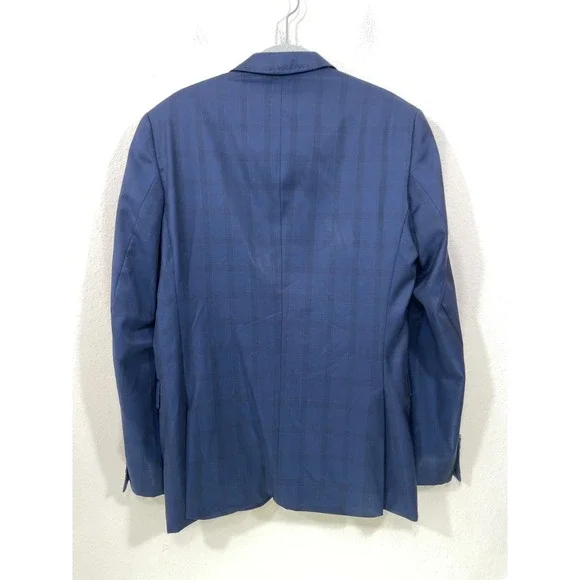 Ted Baker Endurance Sport Coat‎ Blazer Men's 38R Jay Plaid Wool Blue Canada Made